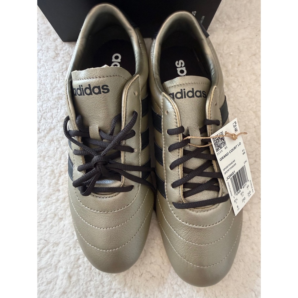 Adidas Grand Court Lo Metallic Gold Black Sneakers JQ9681 Womens Size 8 NEW - Picture 2 of 6